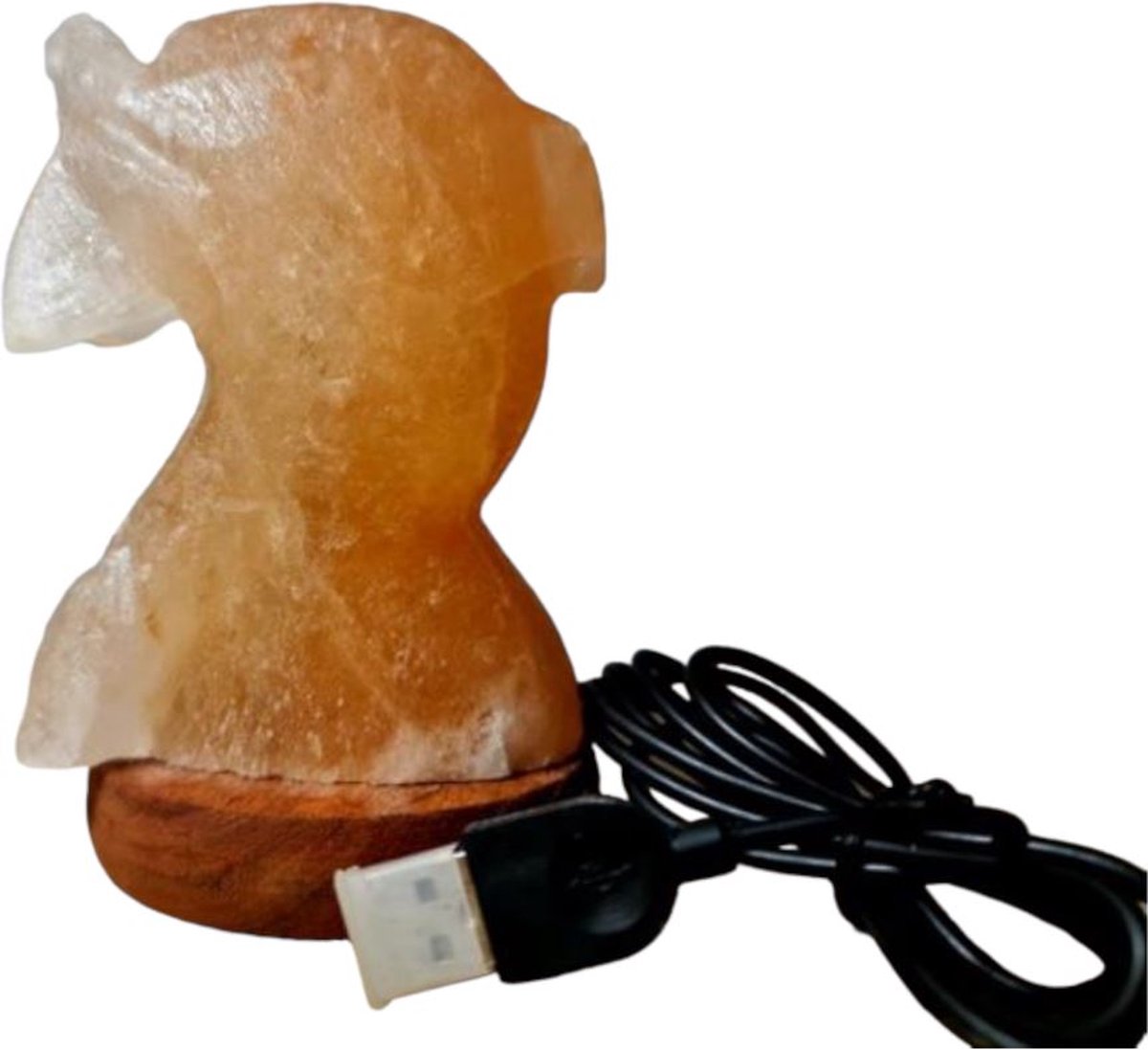 Himalaya Zoutlamp USB – Dolfijn Vorm – 8cm Hoog – Handgemaakt – LED Tafellamp 800g