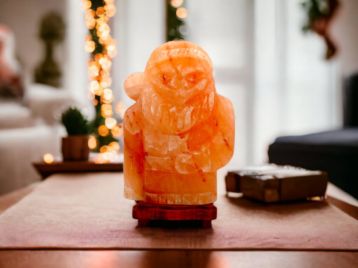 Handgemaakte Santa Claus Sculptuur Himalaya Zoutlamp – 30 cm – 7 KG – Dimfunctie