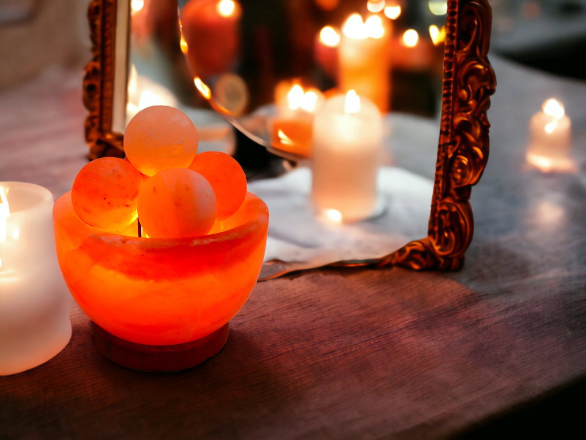 Himalaya Zoutlamp – Schaal met 5 Massageballen – Handgemaakt
