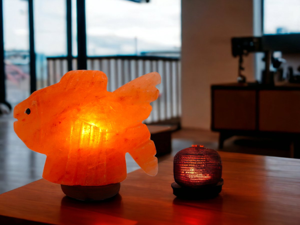 Handgemaakte Fish Sculptuur Himalaya Zoutlamp – 15 cm – 3 KG – Dimfunctie