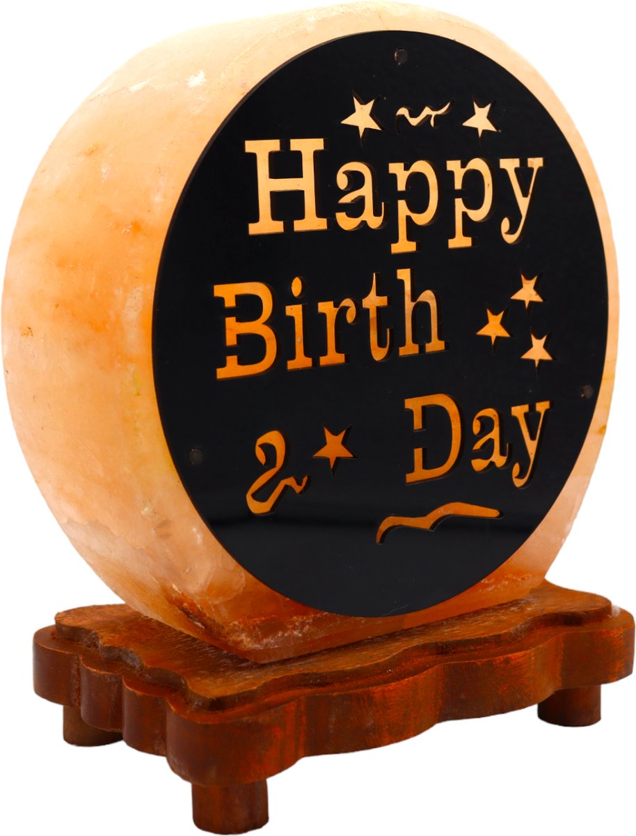 Himalaya Zoutlamp – Happy Birthday Edition – Handgemaakt – 20 cm