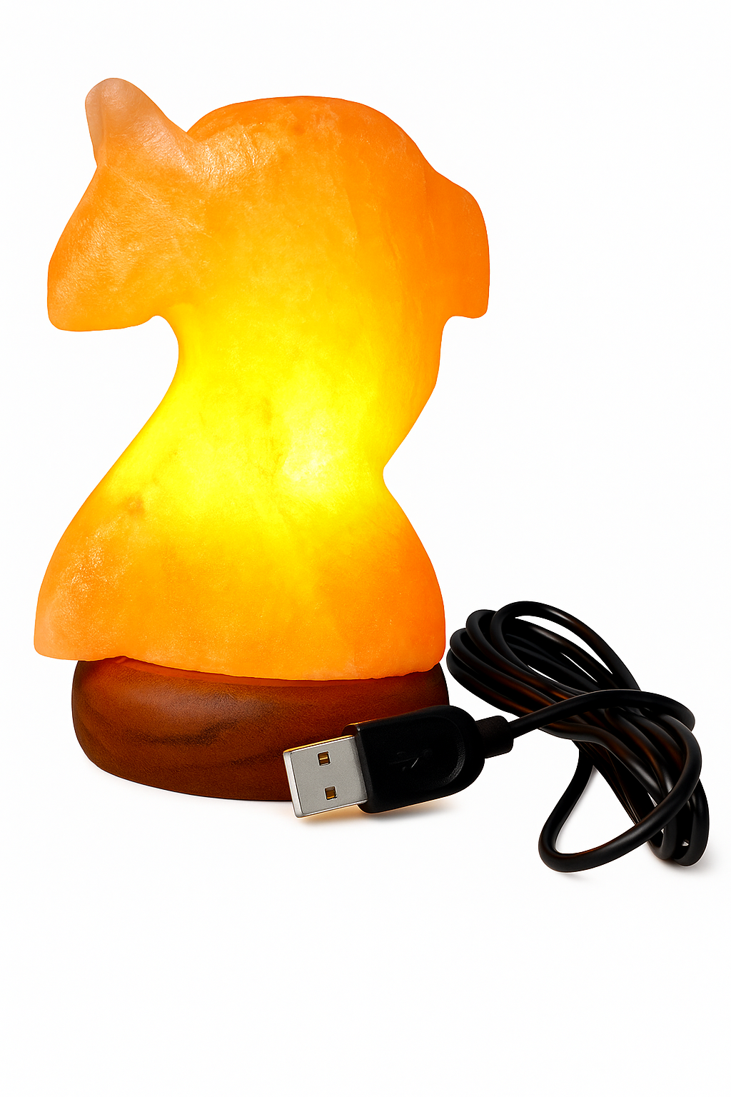 Himalaya Zoutlamp USB – Dolfijn Vorm – 8cm Hoog – Handgemaakt – LED Tafellamp 800g