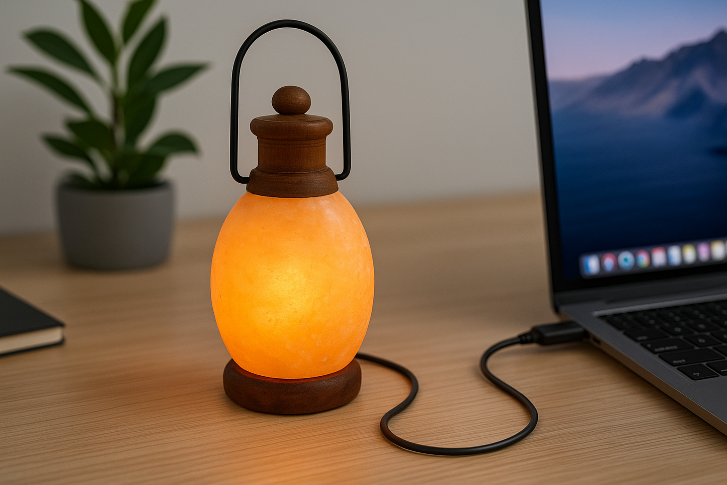 Himalaya Zoutlamp USB LED – Lantaarnvorm – 0,9kg
