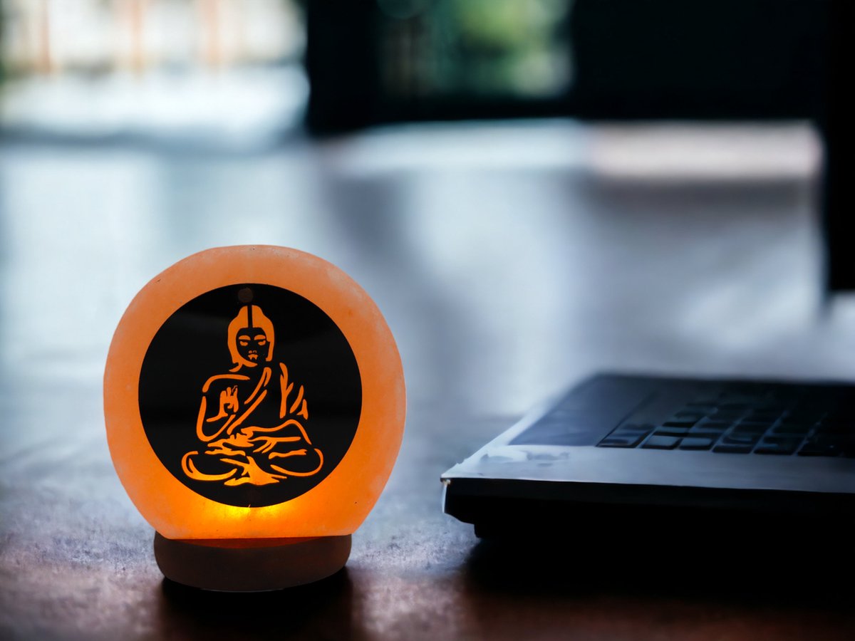 Boeddha Himalaya Zoutlamp USB – LED Tafellamp 10x12x5 cm