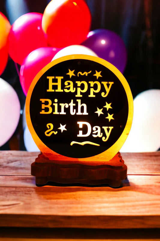 Himalaya Zoutlamp – Happy Birthday Edition – Handgemaakt – 20 cm