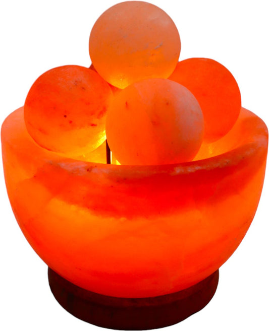 Himalaya Zoutlamp – Schaal met 5 Massageballen – Handgemaakt