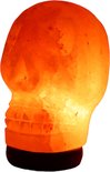 Handgemaakte Skull Sculptuur Himalaya Zoutlamp – 22 cm – 2 KG – Dimfunctie – Acaciahouten Voet – Sfeerlamp