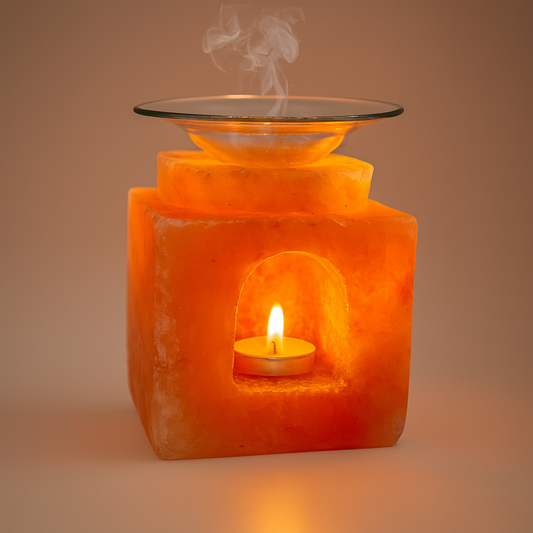 Himalaya Zout Aroma Diffuser Lamp met Theelichthouder en Glazen Kom – 1,5 KG