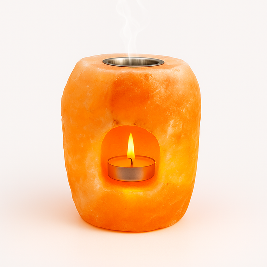 Himalaya Zout Aroma Diffuser Lamp met Theelichthouder en Metalen Kom – 1,5 KG