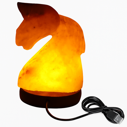 Himalaya Zoutlamp USB – Paard Vorm – Ca. 10cm – Handgemaakt – LED Tafellamp