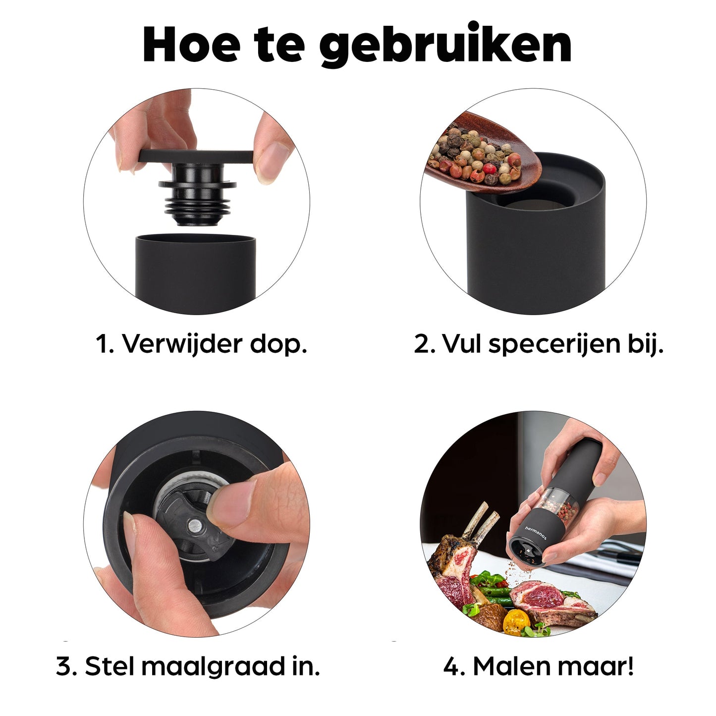 Peper en Zoutmolen Set Handmatig Zwart - Oslo - 19cm