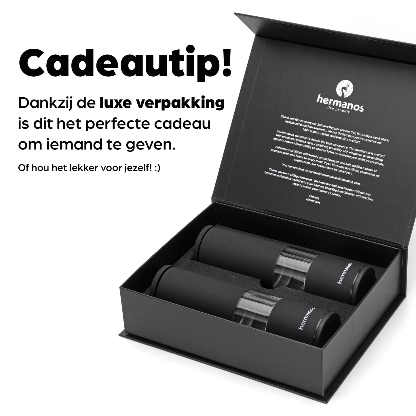 Peper en Zoutmolen Set Handmatig Zwart - Oslo - 19cm