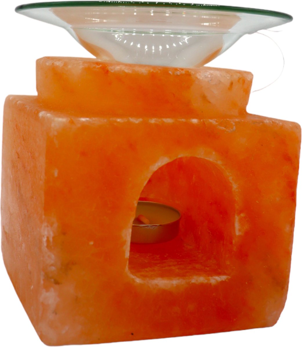 Brandende Himalaya diffuser lamp met geurige olie in glazen kom