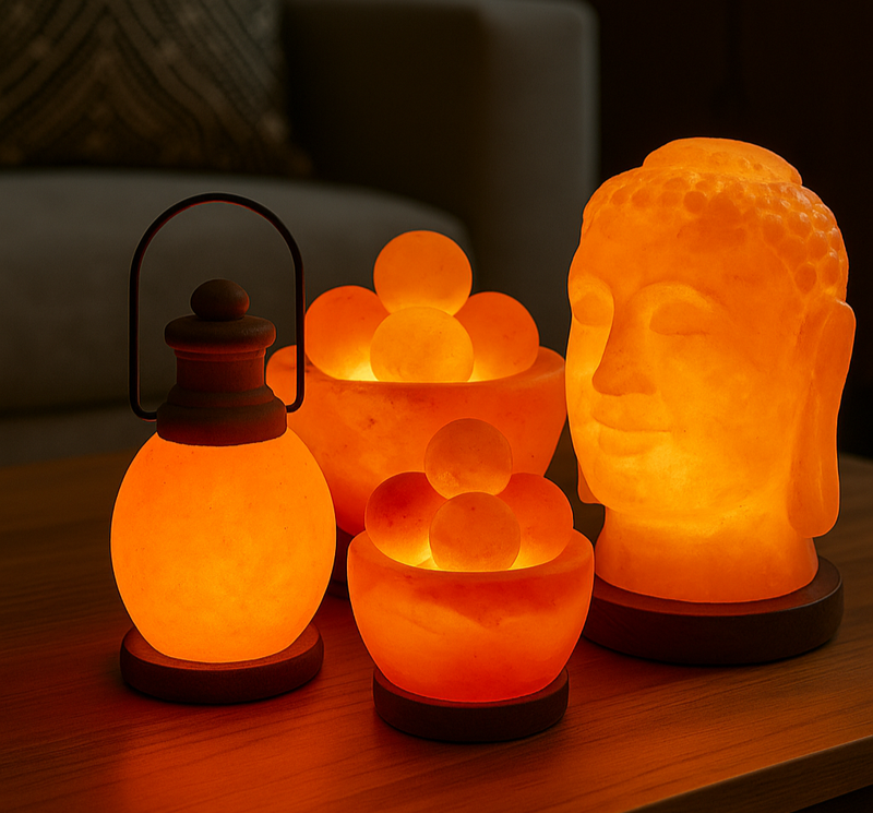 Himalaya zoutlampen van PinkGold in unieke vormen met warme gloed voor een rustgevend interieur.