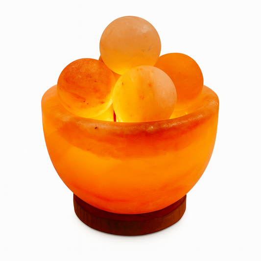Himalaya Zoutlamp – Schaal met 5 Massageballen – Handgemaakt