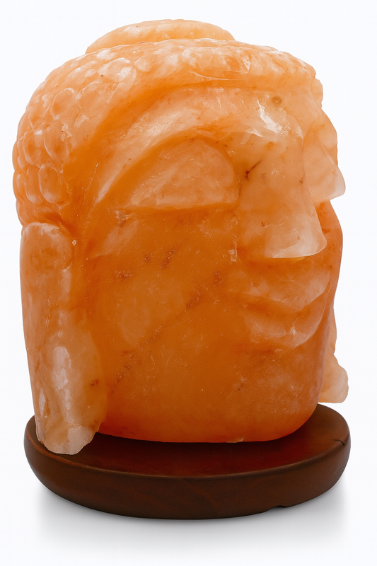 Serene Boeddha hoofd sculptuur Himalaya zoutlamp
